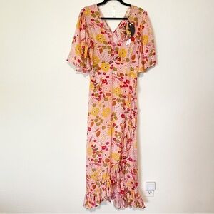 New. ByTimo Floral Ruffle Wrap Dress Size Large